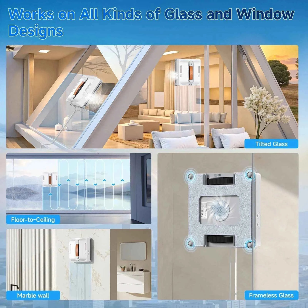 Lubluelu Smart Window Cleaning Robot - 9000Pa Power with Dual Water Spray & Remote Control for Effortless Cleaning
