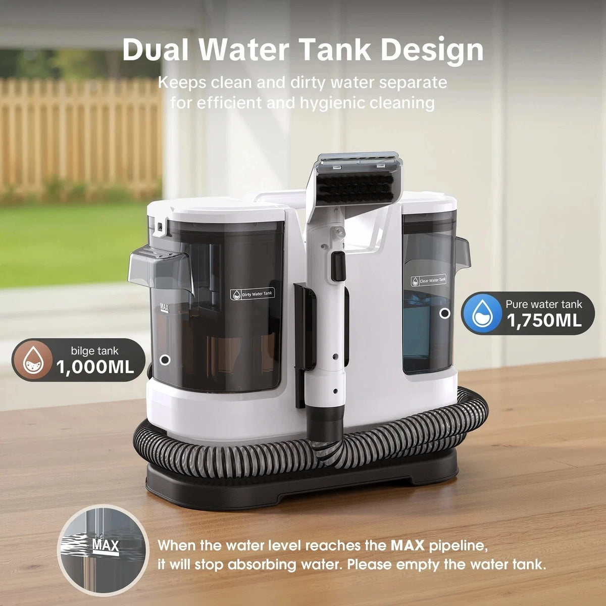Lubluelu V8 800W Hot Water Carpet Cleaner 60°C Deep Clean Pet Stains 15kPa - SM Nexus Mart