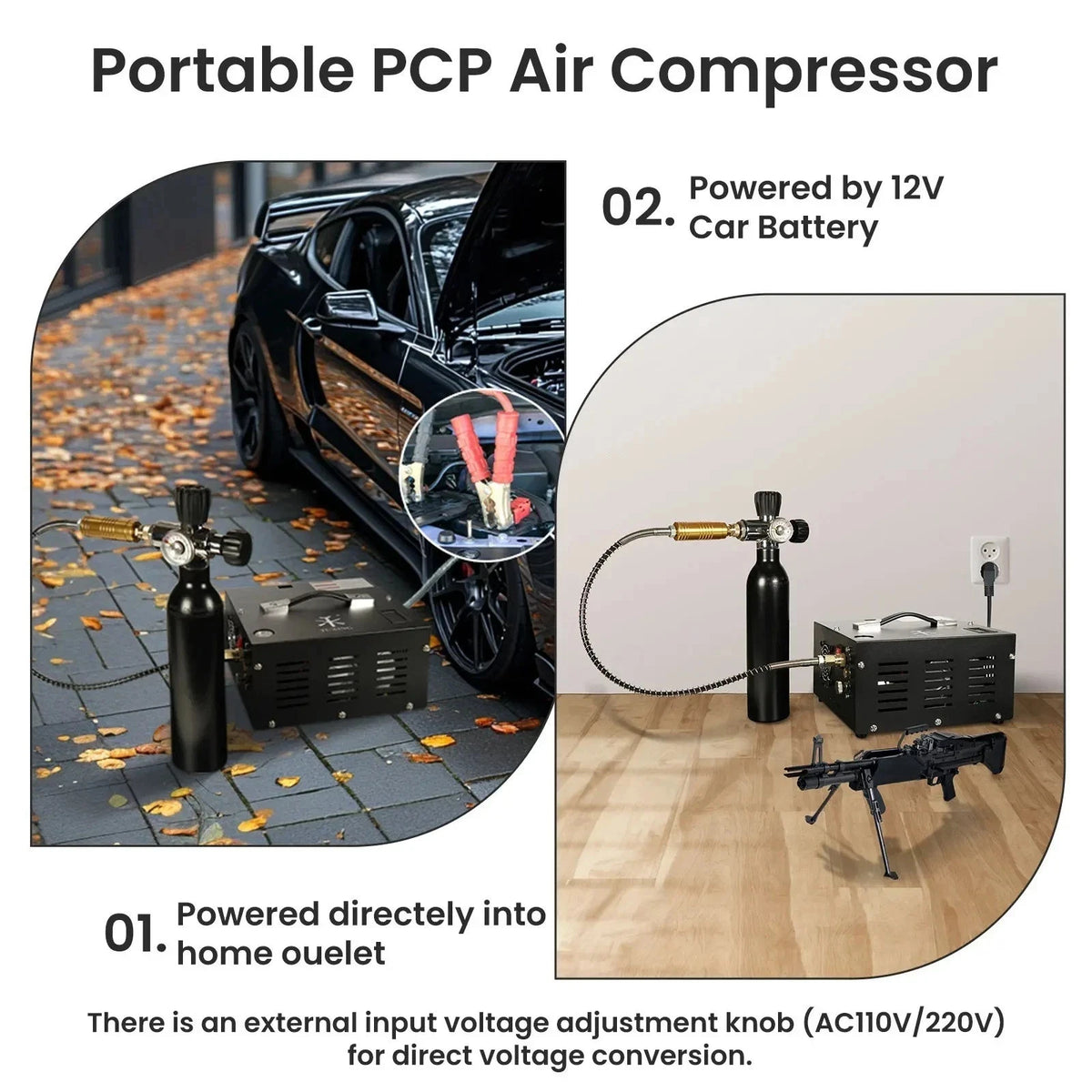 TUXING 4500Psi/300Bar PCP Air Compressor Portable built-in transformer Air Pump - SM Nexus Mart