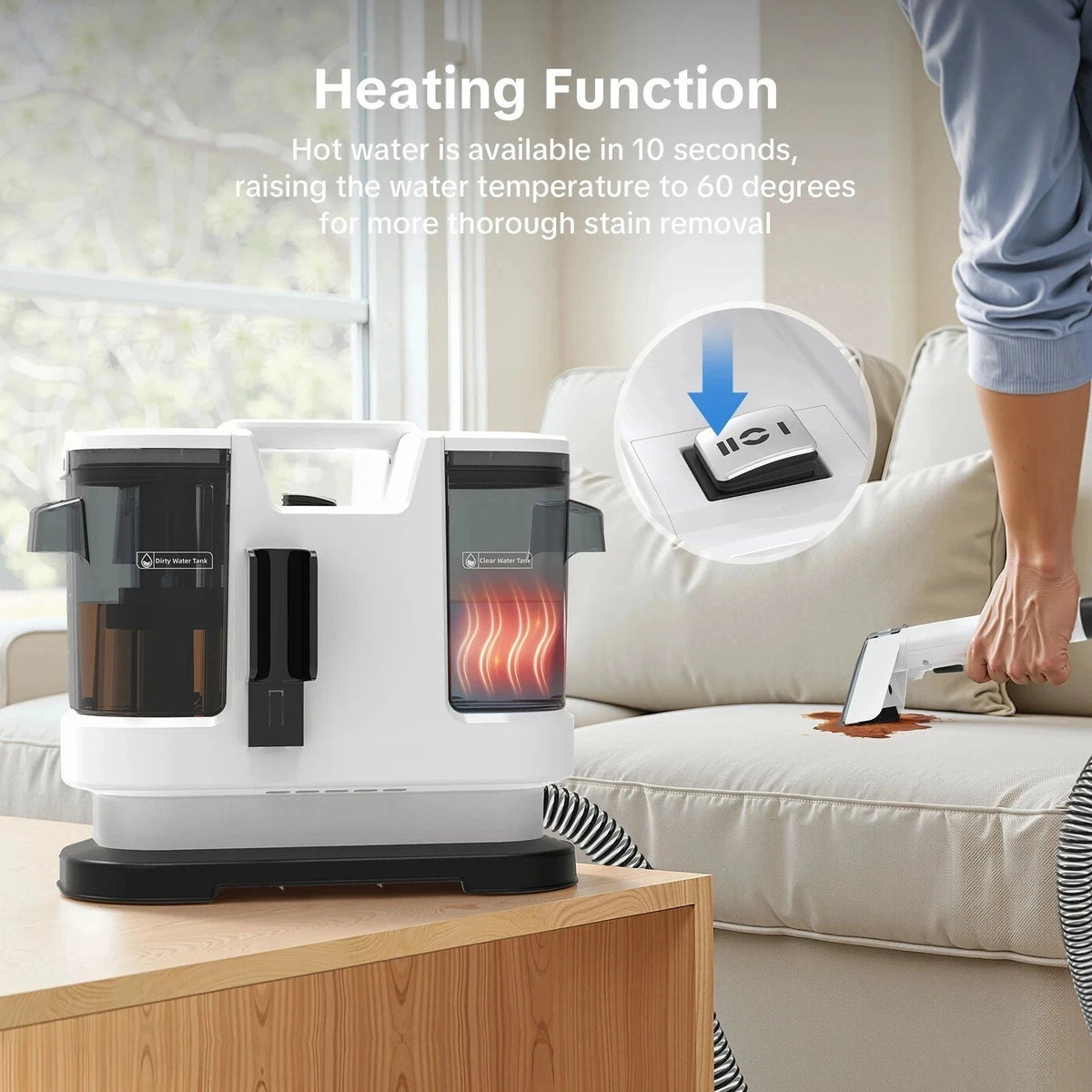 Lubluelu V8 800W Hot Water Carpet Cleaner 60°C Deep Clean Pet Stains 15kPa - SM Nexus Mart