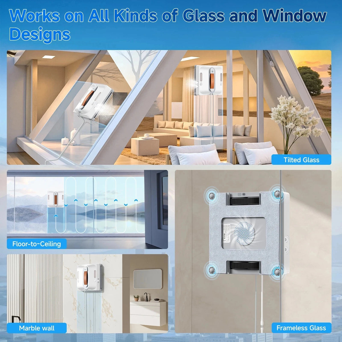 Lubluelu 9000Pa Smart Window Cleaning Robot Dual Water Spray Remote Control UK - SM Nexus Mart