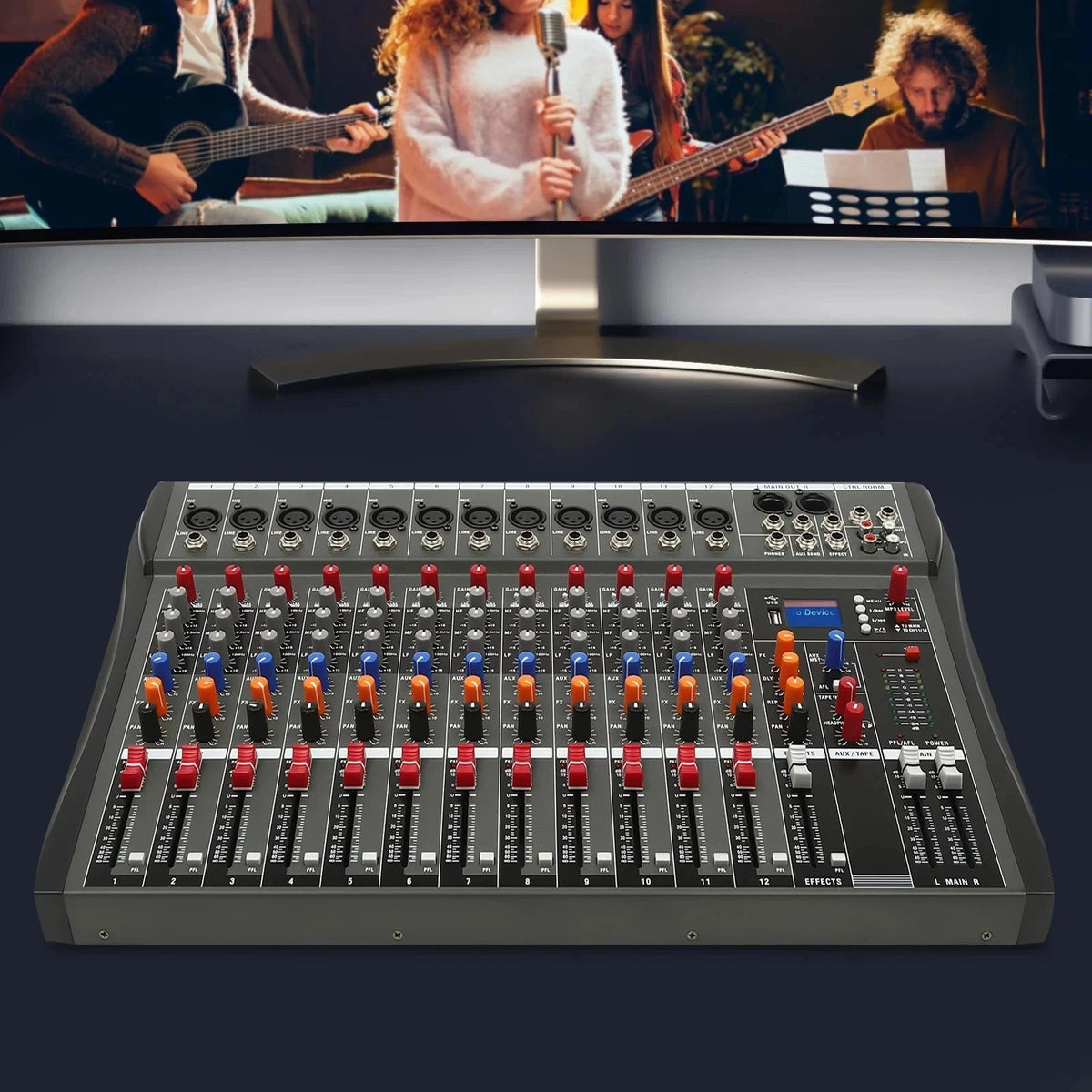 12 Channel Sound Audio Mixer Bluetooth USB DJ Live Studio Mixing Console Amplifi - SM Nexus Mart