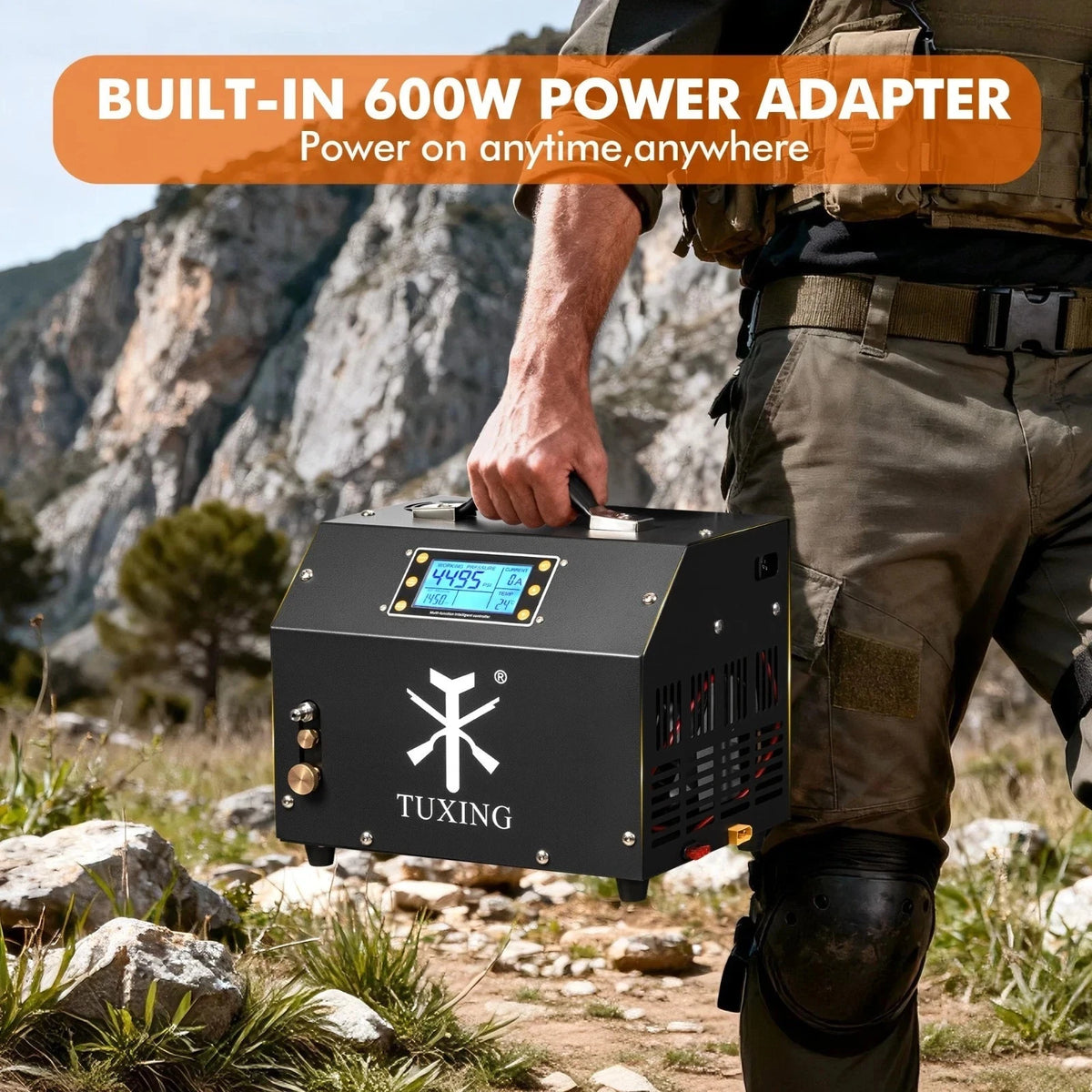 4500PSI PCP Air Compressor 300Bar Digital LCD Control Built-in Power Adapter UK - SM Nexus Mart