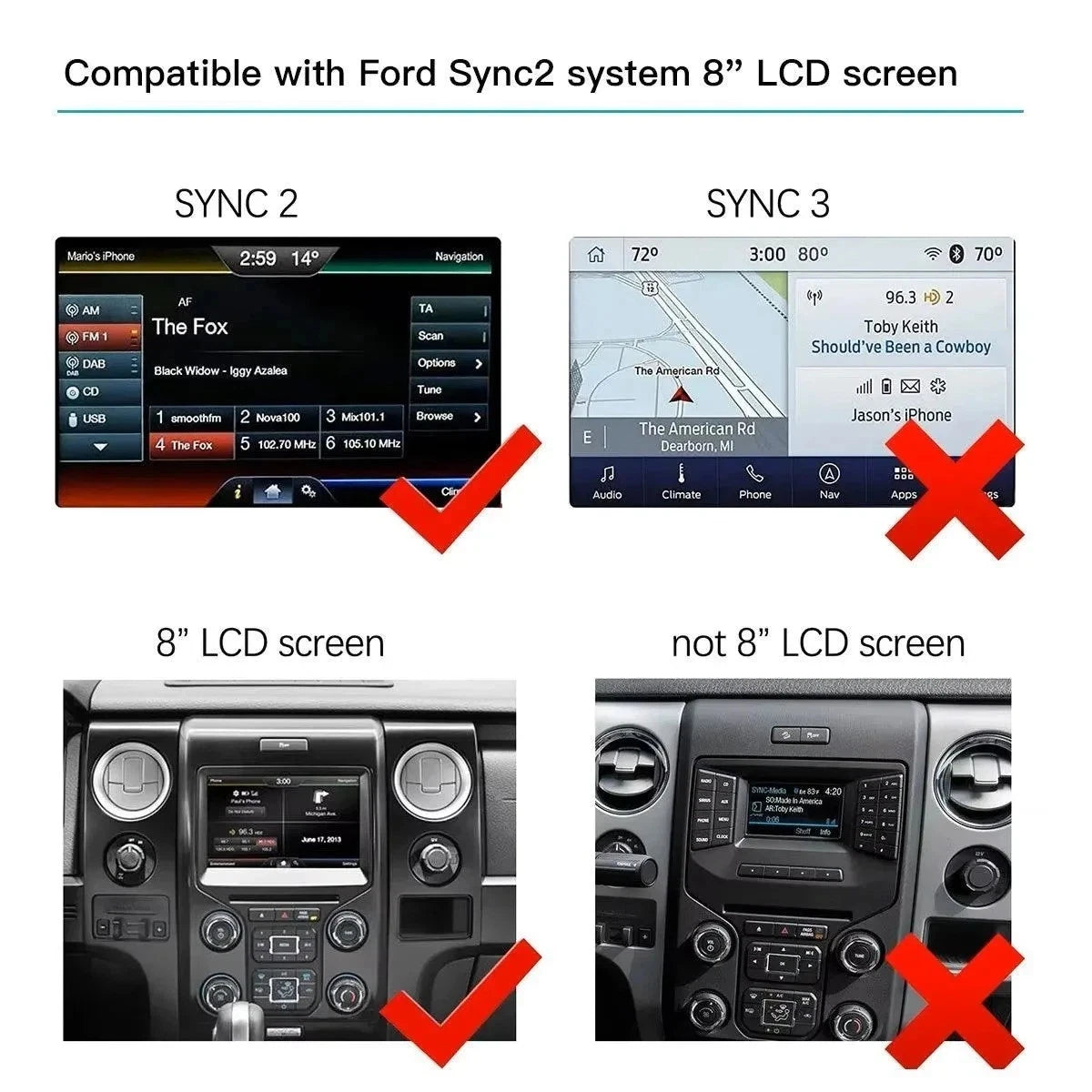 CARABC Wireless CarPlay Android Auto for Ford SYNC 2 Focus Fiesta F-150 Edge - SM Nexus Mart