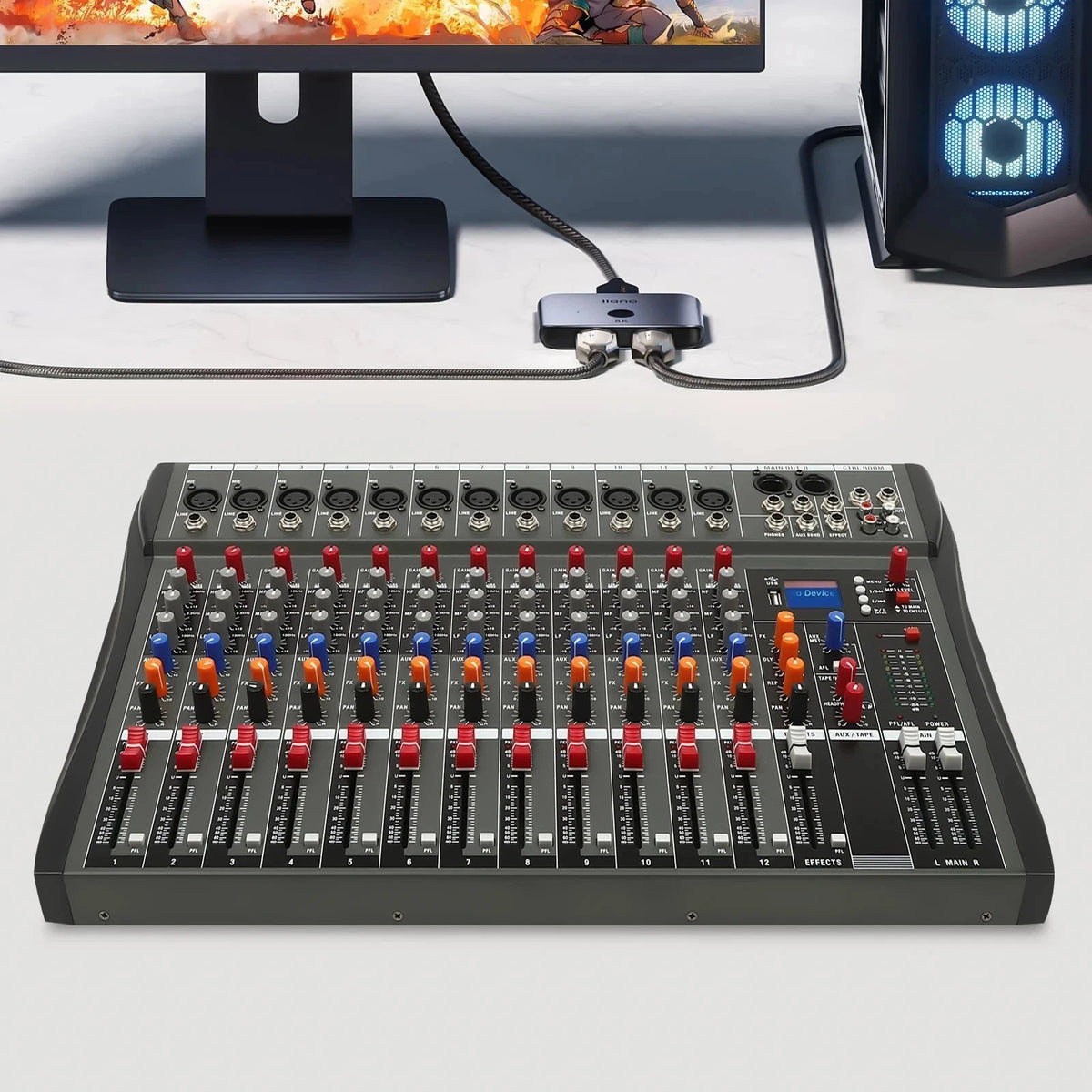 12 Channel Sound Audio Mixer Bluetooth USB DJ Live Studio Mixing Console Amplifi - SM Nexus Mart