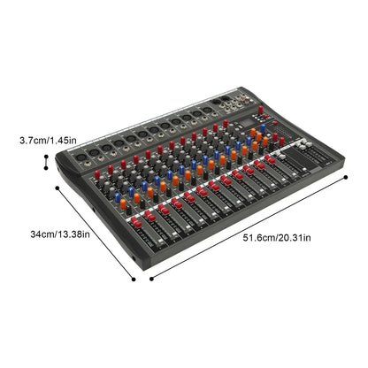 12 Channel Sound Audio Mixer Bluetooth USB DJ Live Studio Mixing Console Amplifi - SM Nexus Mart