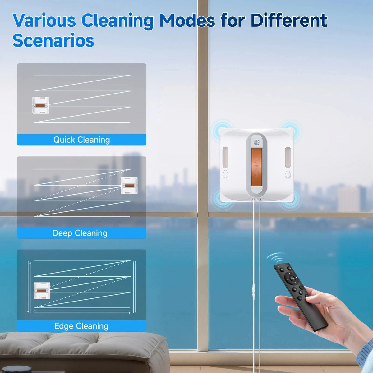 Lubluelu 9000Pa Smart Window Cleaning Robot Dual Water Spray Remote Control UK - SM Nexus Mart