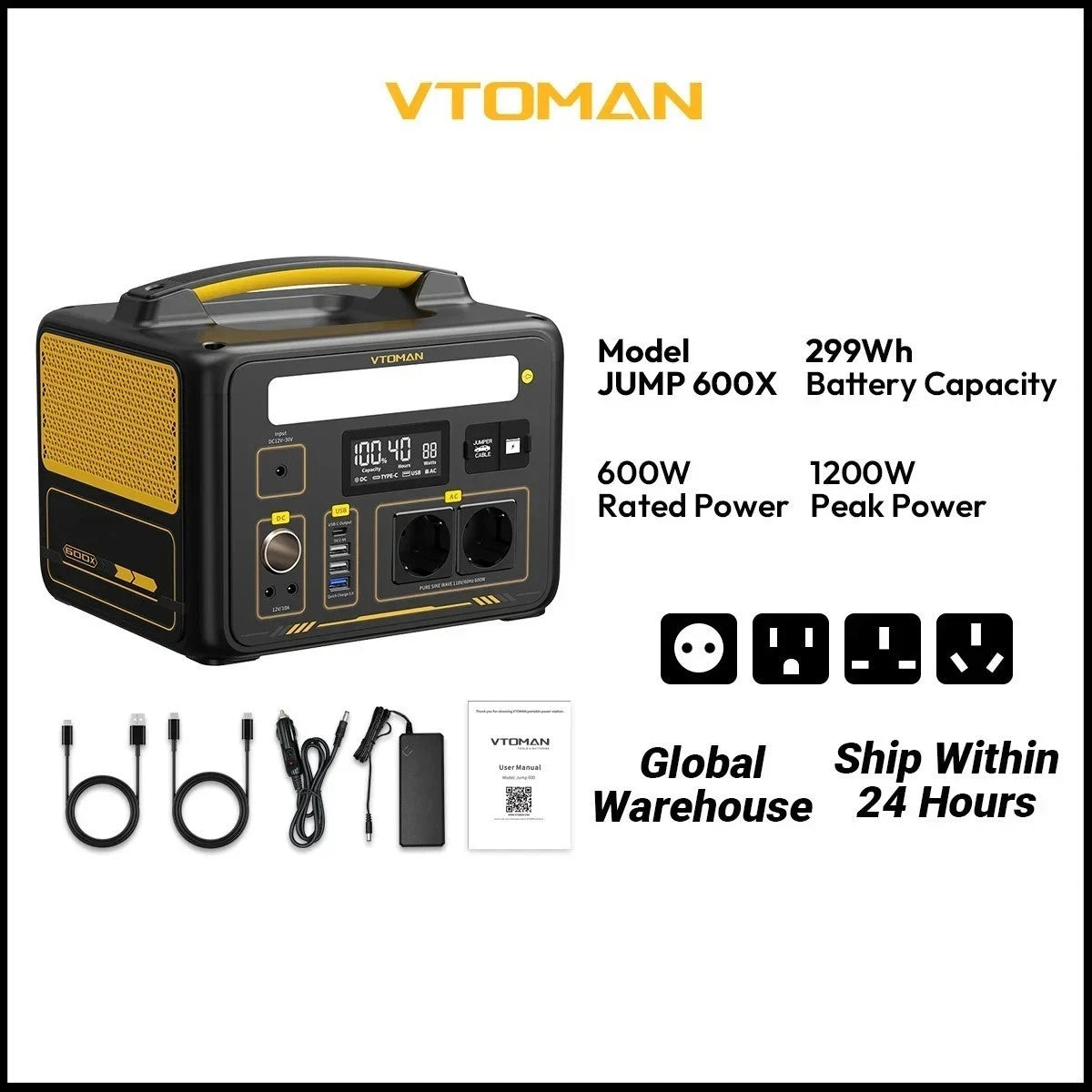 VTOMAN Jump 600X Elite Portable Power Station – Reliable Energy Anywhere - SM Nexus Mart