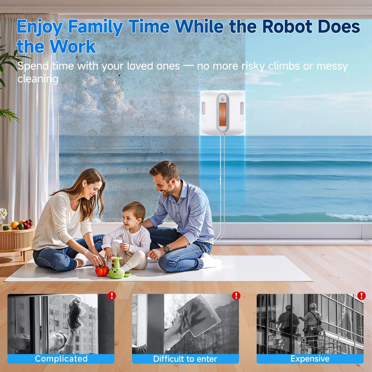 Lubluelu 9000Pa Smart Window Cleaning Robot Dual Water Spray Remote Control UK - SM Nexus Mart