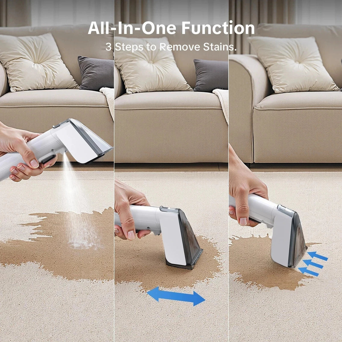 Lubluelu V8 800W Hot Water Carpet Cleaner 60°C Deep Clean Pet Stains 15kPa - SM Nexus Mart
