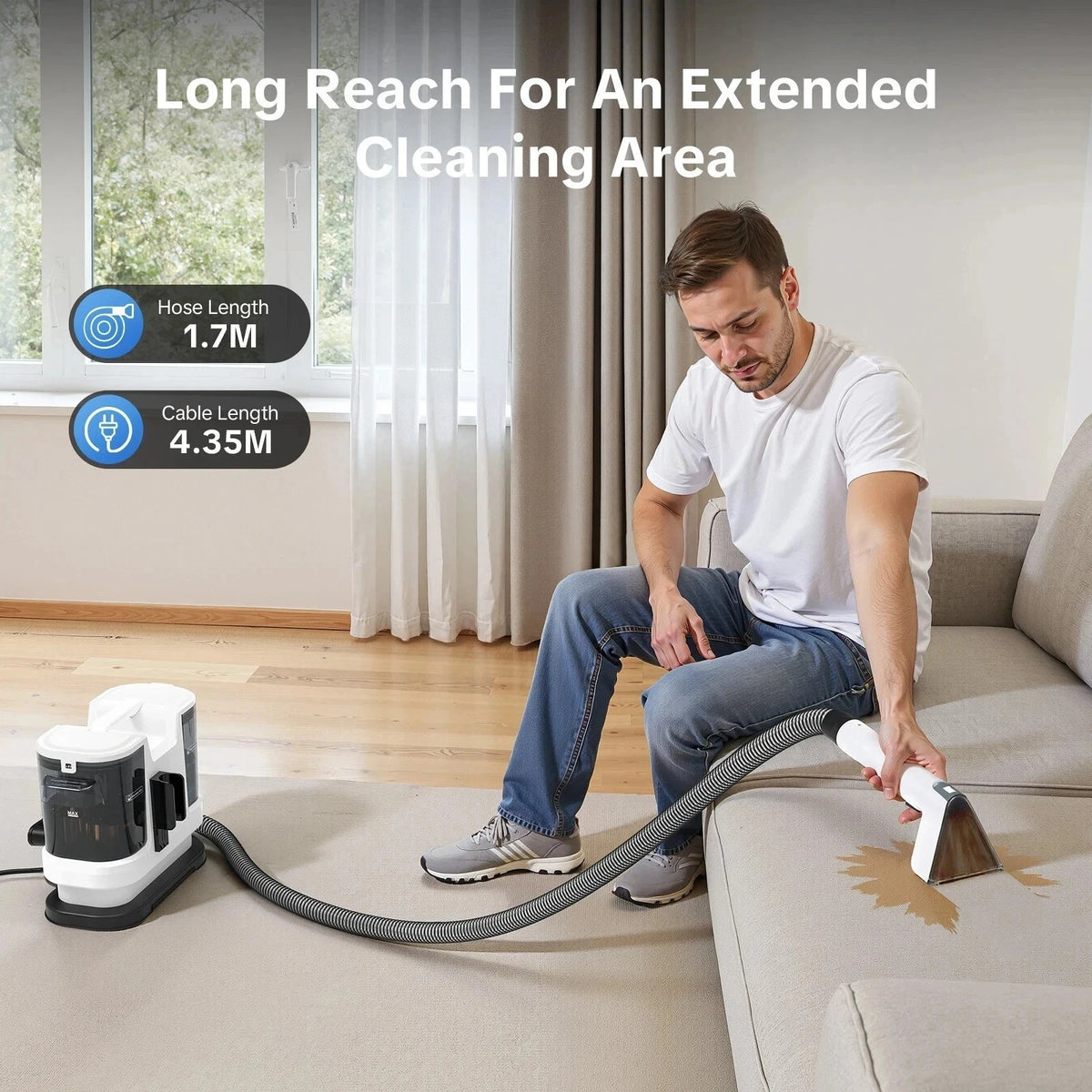 Lubluelu V8 800W Hot Water Carpet Cleaner 60°C Deep Clean Pet Stains 15kPa - SM Nexus Mart
